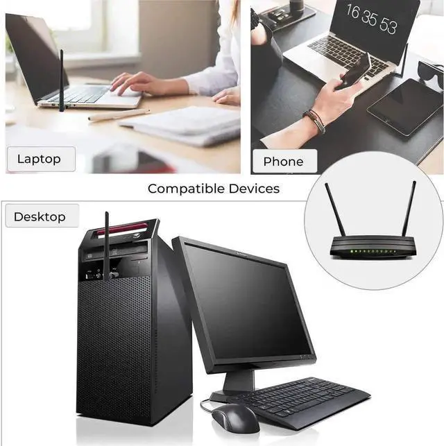 Alt view image 6 of 7 - JAENFONG Wireless WiFi Adapter, Hannord 1200Mbps USB 3.0 WiFi Dongle 2.4G/5G 802.11ac Network Adapter with High Gain Antenna for Desktop Laptop PC Support Windows XP/10/8/8.1/7/Vista,OS 10.6-10.15