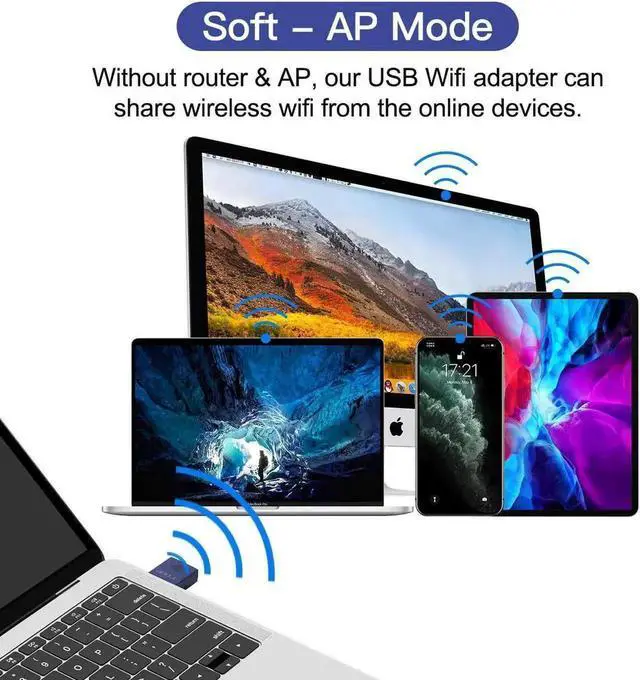 Alt view image 3 of 6 - JAENFONG USB Bluetooth WiFi Adapter, Wireless Nano USB Network Adapter for Laptop Desktop PC Wi-Fi Dongle Compatible with Windows 10/7/8/8.1/XP Mac OS X 10.6 - 10.15.3