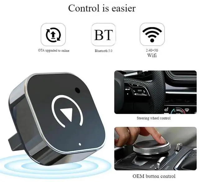Alt view image 6 of 7 - 2 in 1 Wireless CarPlay Android Auto Adapter Wireless CarPlay Adapter Plug & Play Mini Carplay&Auto Box Dongle for Factory Wired