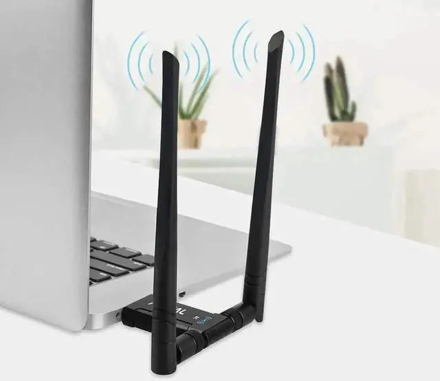 Alt view image 6 of 7 - JAENFONG 1200Mbps WiFi Adapter, Dual Band USB Wifi Dongle (5.8G/867Mbps+2.4G/300Mbps) Network Adapter with USB 3.0 Cradle and Extension Cable for PC Desktop Laptop Support Windows 10/8/7 Mac OS