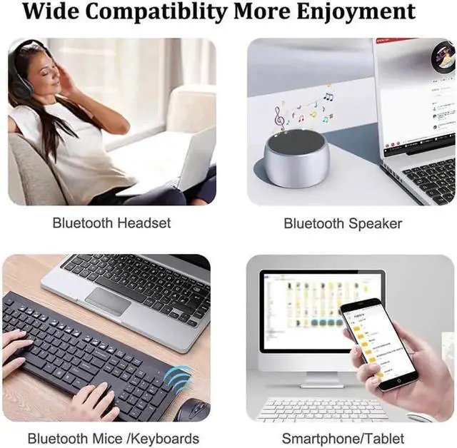 Alt view image 3 of 7 - JAENFONG USB Bluetooth Adapter 4.0 for PC Bluetooth Dongle Receiver Wireless Transfer Compatible with Stereo Headphones Desktop Windows 10,8,7,Vista,XP - Black