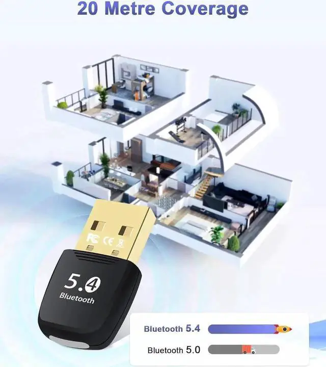 Alt view image 4 of 7 - JAENFONG Bluetooth Adapter PC, BT 5.4 Bluetooth Dongle, Bluetooth Dongle USB Adapter, Bluetooth Stick, Low Latency, Plug & Play, with Windows 7/10/8.1/11, for Desktop, Laptop, Headset, Keyboard, Mouse