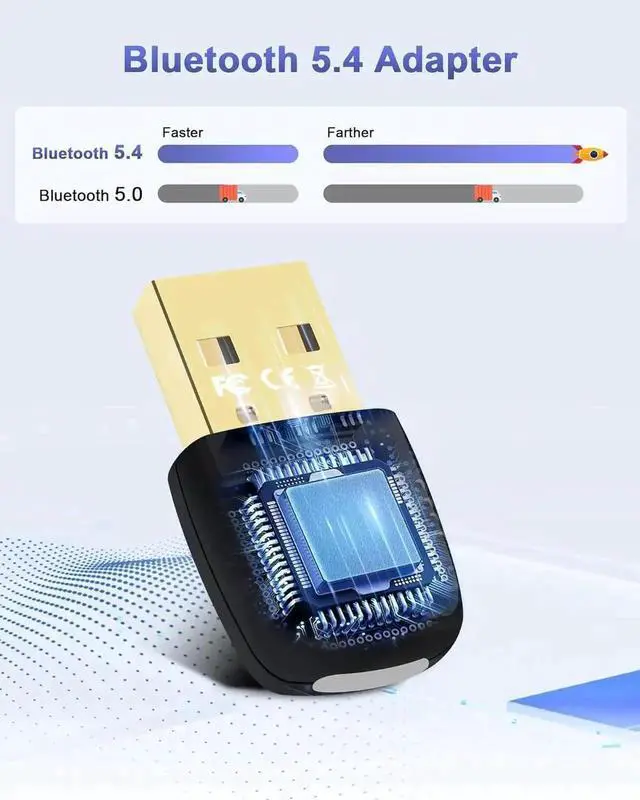 Alt view image 2 of 7 - JAENFONG Bluetooth Adapter PC, BT 5.4 Bluetooth Dongle, Bluetooth Dongle USB Adapter, Bluetooth Stick, Low Latency, Plug & Play, with Windows 7/10/8.1/11, for Desktop, Laptop, Headset, Keyboard, Mouse