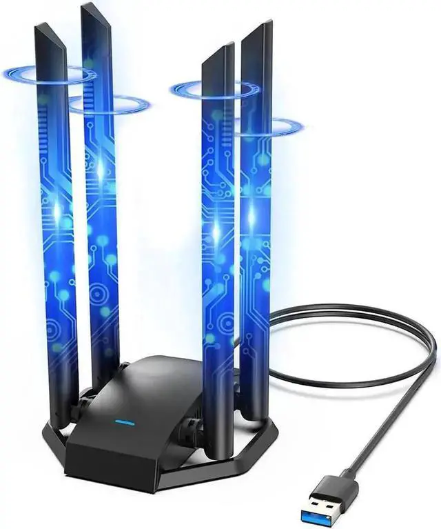 Main image of USB WiFi Adapter for Desktop PC, AC1300Mbps USB Wireless Adapter Dual Band 2.4GHz 400Mbps + 5.8GHz 867Mbps, 4x 6dBi High Gain Antennas, USB 3.0 WiFi Dongle for Windows 7/8/8.1/10/11, XP, Linux