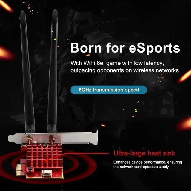 Alt view image 3 of 5 - WiFi 6E PCIe Card | In-t-el AX210 Chip | 5400Mbps Tri-Band 2.4GHz/5GHz/6GHz WiFi Adapter| Bluetooth 5.3 | Low Latency Wireless Adapter WiFi Card for Gaming&Streaming | Windows 10/11 Compatible