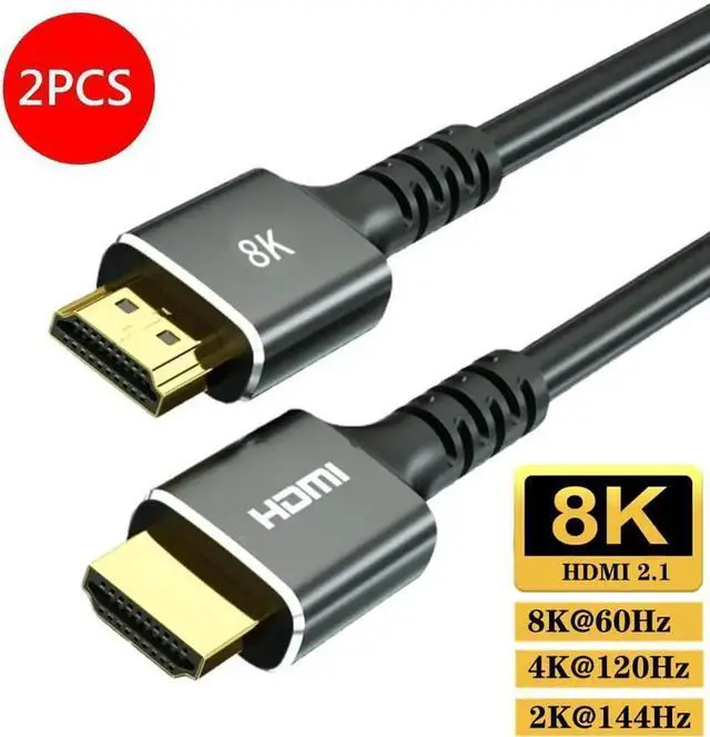 Main image of JAENFONG 2-Pack 3.3FT 8k 60Hz/ HDMI HD Cable, Version 2.1 48Gbps 4K 120Hz For PS3/4/5 TV PC Monitor Connecting Cable HDMI Cable HD Data Cable 3.3 ft.