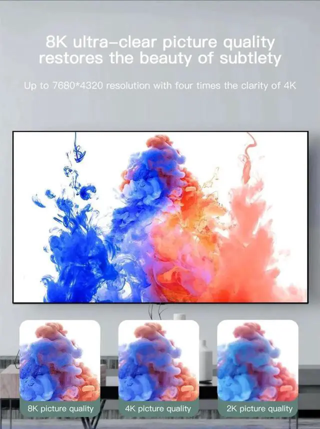 Alt view image 3 of 7 - JAENFONG 2-Pack 3.3FT 8k 60Hz/ HDMI HD Cable, Version 2.1 48Gbps 4K 120Hz For PS3/4/5 TV PC Monitor Connecting Cable HDMI Cable HD Data Cable 3.3 ft.