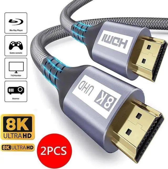 Main image of JAENFONG 8K HDMI Cable Ultra High-Speed 2.1 Cable- 3.3ft 2-Pack - 48Gbps with eARC, 8K at 60Hz for Superior Video and Sound Quality - HDMI Cable for Monitor, Smart TV, Xbox, PS5, and Apple TV