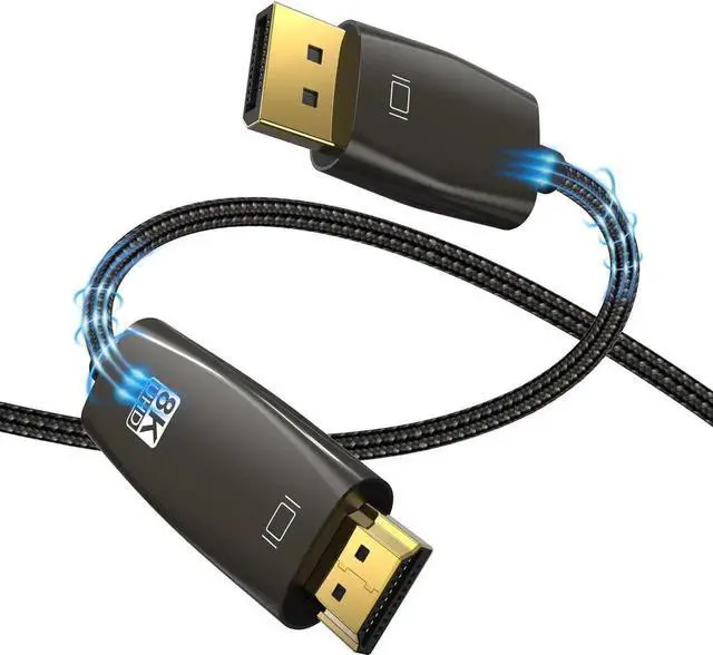 Main image of JAENFONG 8K DisplayPort to HDMI Cable 10ft,Uni-Directional DP 1.4 to HDMI 2.1 Cable (32.4Gbps, 8K@30Hz, 4K@120Hz), Compatible for Lenovo ASUS Dell HP Insignia Samsung