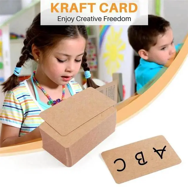 Alt view image 2 of 4 - 1000Pcs Blank Kraft Paper Business Cards Word Card Message Card DIY Gift Card