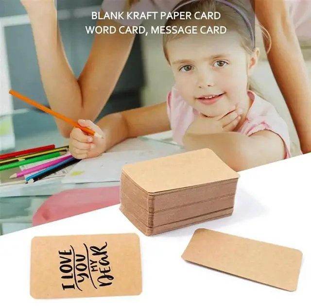 Alt view image 3 of 4 - 1000Pcs Blank Kraft Paper Business Cards Word Card Message Card DIY Gift Card