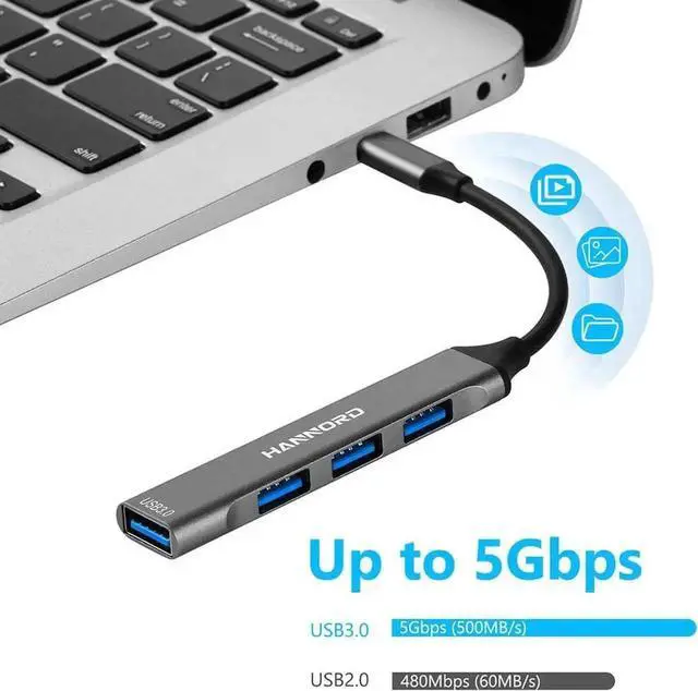 Alt view image 2 of 6 - JAENFONG USB C Hub 4 in 1, Type C to USB 3.0 USB 2.0 with USBC to USB A Adapter, 4 Ports Mini USB Docking Station Compatible with MacBook,iPad Pro,Dell HP Laptop,Phones