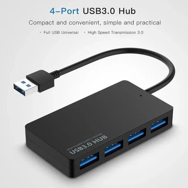 Alt view image 5 of 7 - JAENFONG 4-Port USB 3.0 Hub, USB Ultra Slim Data Hub Adapter, Compatible for MacBook Air, Mac Mini, iMac Pro, Microsoft Surface, Ultrabooks,PC, Laptop and Other USB Devices, USB Splitter(Black)