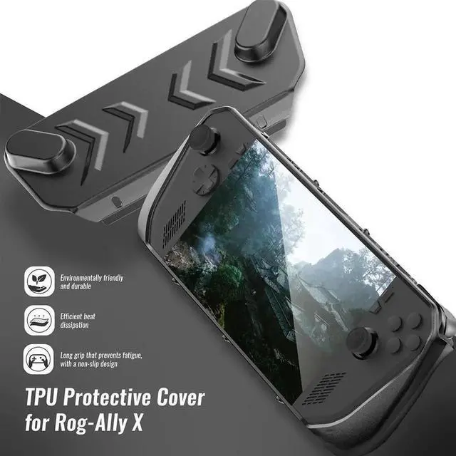 Alt view image 2 of 7 - For ROG Ally X TPU Protector Shell Sleeve Anti-Scratch with Stand Shell Sleeve Case with Thumb Grip Caps & Screen Protector