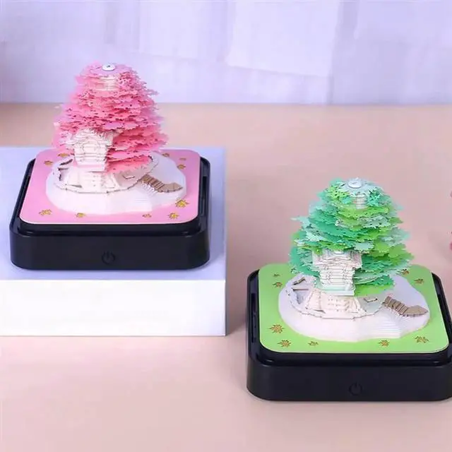 Alt view image 2 of 7 - 2024 Calendar Memo Pad, Desk Calendar With LED Lights 3D Notepad Paper Carving Gift Desktop Decoration For Office B Easy To Use