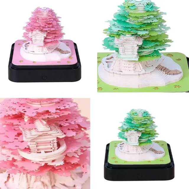 Alt view image 4 of 7 - 2024 Calendar Memo Pad, Desk Calendar With LED Lights 3D Notepad Paper Carving Gift Desktop Decoration For Office B Easy To Use