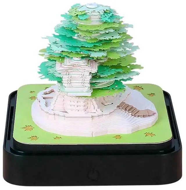 Main image of 2024 Calendar Memo Pad, Desk Calendar With LED Lights 3D Notepad Paper Carving Gift Desktop Decoration For Office B Easy To Use