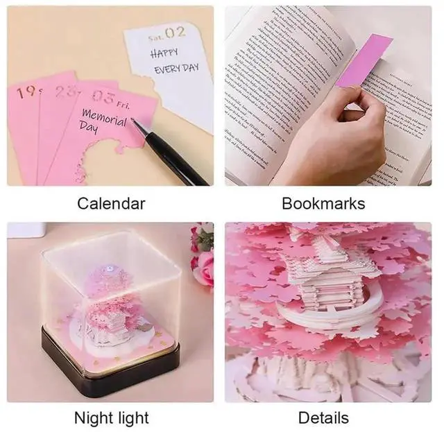 Alt view image 6 of 7 - 2024 Calendar Memo Pad, Desk Calendar With LED Lights 3D Notepad Paper Carving Gift Desktop Decoration For Office B Easy To Use