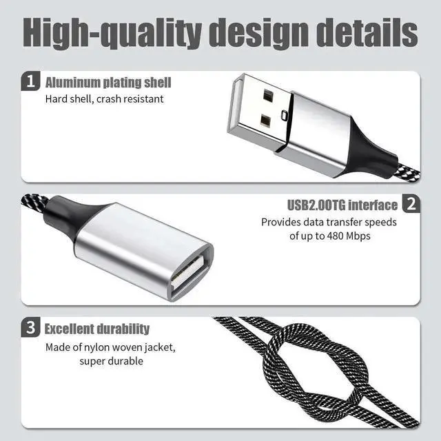 Alt view image 2 of 7 - JAENFONG USB Splitter USB 1 Male to 4 Female USB Hub Extension Cable, USB Splitter Adapter for Mac Macbook,Car,Xbox One Series X/S,Flash Drive,HDD,Laptop 0.8Feet