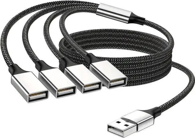 Alt view image 7 of 7 - JAENFONG USB Splitter USB 1 Male to 4 Female USB Hub Extension Cable, USB Splitter Adapter for Mac Macbook,Car,Xbox One Series X/S,Flash Drive,HDD,Laptop 0.8Feet