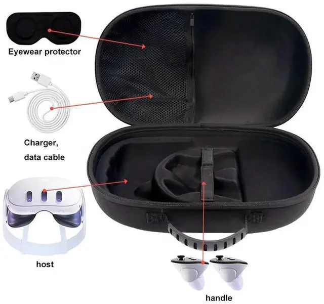 Main image of Carrying Case Bag with Lens Cover Shockproof Portable Bag Mesh Pocket Bag for Quest 3 VR Headset Game Controller