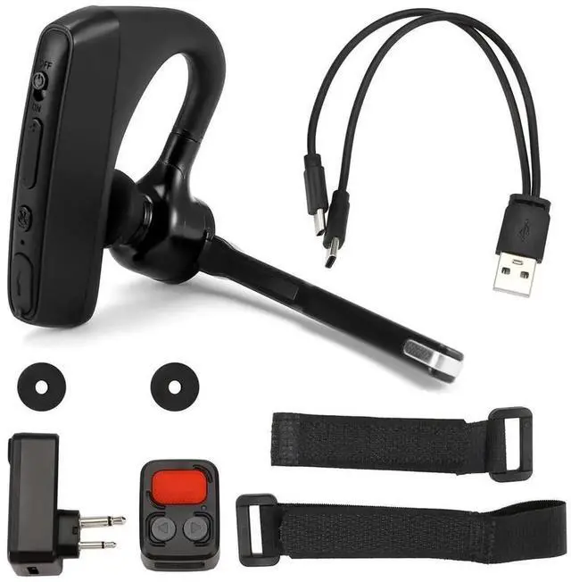 Alt view image 3 of 4 - Walkie Talkie Bluetooth Earphone with M Plug Adapter Wireless PTT Remote Control for Restaurant Hotel
