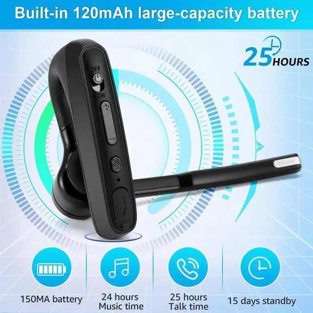 Alt view image 4 of 4 - Walkie Talkie Bluetooth Earphone with M Plug Adapter Wireless PTT Remote Control for Restaurant Hotel