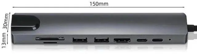 Alt view image 3 of 4 - 8 in 1 USB C Hub Hdmi-compatible Pd Fast Charge Docking Station 100m Ethernet Port for Macbook Notebook Laptop Compute