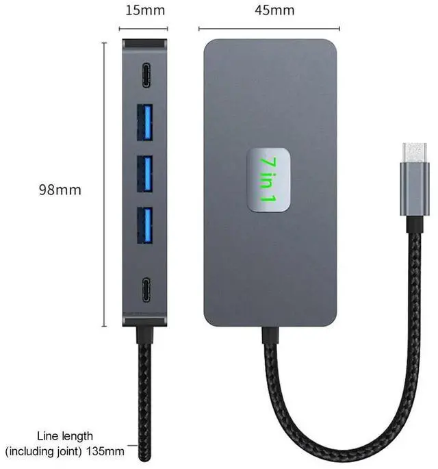 Alt view image 4 of 4 - 7 in 1 USB C Docking Station Dual HDMI-Compatible Monitor 3* USB3.0 & 1*USB-C Dual HDMI-Compatible 4K Docking Station USB C Dock
