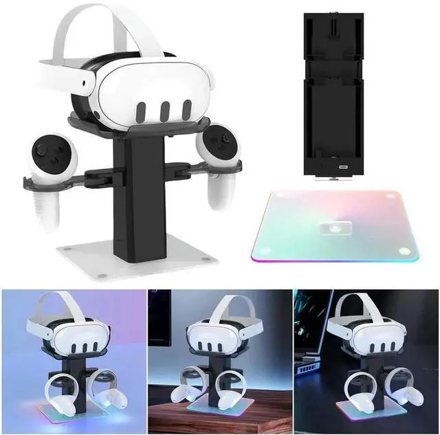 Alt view image 3 of 7 - RGB VR Charging Station Headset Display Stand and Controller Mount VR Display Stand for Quest 3/3S VR Headset & Controllers