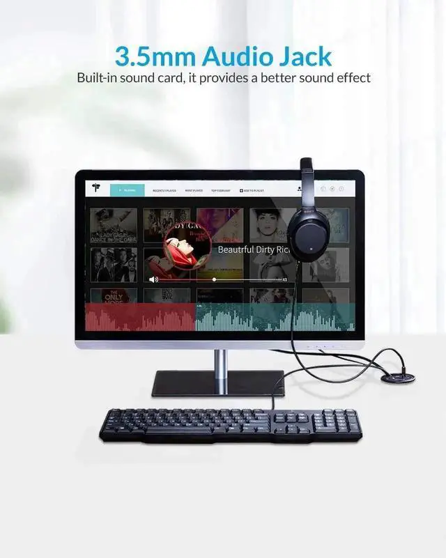 Alt view image 2 of 7 - JAENFONG Desk Grommet USB 3.0 Hub with 2x Type-A (USB 3.0), 1x Type-C Port, 1x 3.5mm Audio Jack, 4.9Ft Long Cord for Diameter 60mm Hole, Desktop Cable Organizer, Home Office PC Accessories