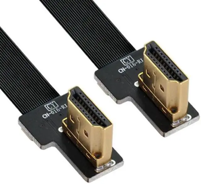 Alt view image 3 of 7 - JAENFONG Dual 90 Degree Right Angled HDMI Type A Male to Male HDTV FPC Flat Cable for FPV HDTV Multicopter Aerial Photography
