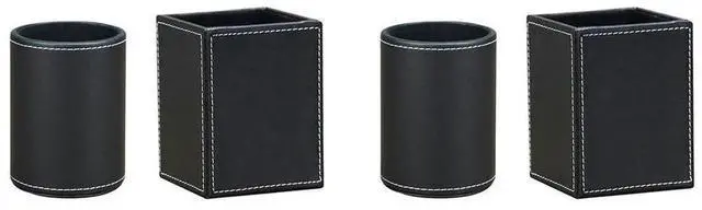 Alt view image 3 of 4 - 4Pack PU Leather Pens Pencils Holder Cup Desktop Stationery Organizer Case Office Accessories Container Box Black