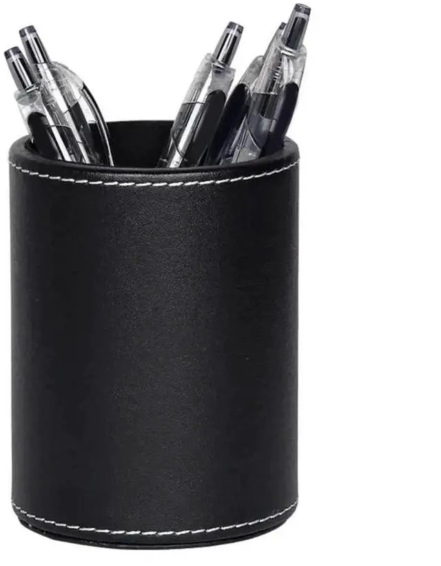 Alt view image 4 of 4 - 4Pack PU Leather Pens Pencils Holder Cup Desktop Stationery Organizer Case Office Accessories Container Box Black