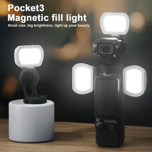 Alt view image 4 of 4 - Magnetic Fill Light Action Camera Fill Light 3 Adjustable Brightness LED Fill Light 3 Color Temp Filming Light for Pocket 3