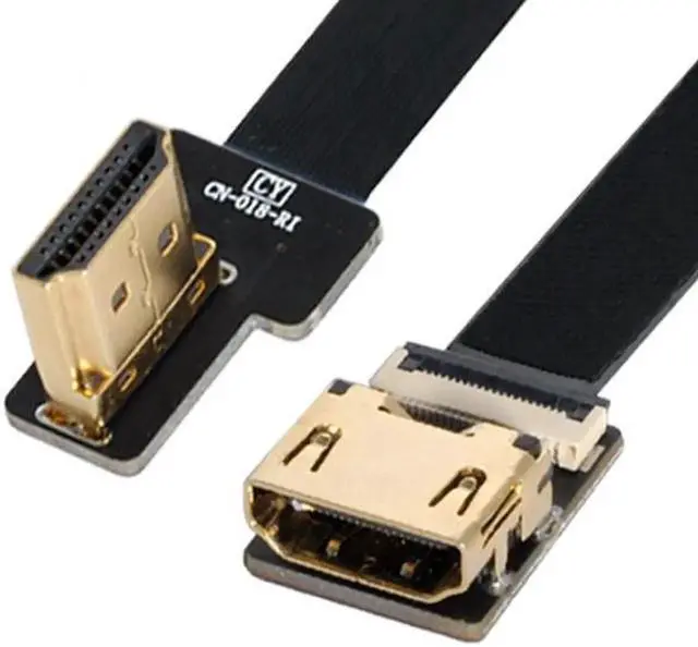 Alt view image 7 of 7 - JAENFONG Left Angled 90 Degree HDMI Male to Female FPC Flat Cable for HDTV Multicopter Aerial Photography