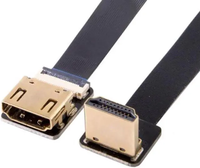 Main image of JAENFONG Down Angled 90 Degree HDMI Male to Female FPC Flat Cable for HDTV Multicopter Aerial Photography