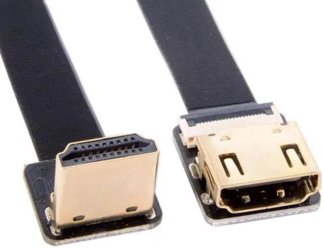 Alt view image 2 of 7 - JAENFONG Down Angled 90 Degree HDMI Male to Female FPC Flat Cable for HDTV Multicopter Aerial Photography