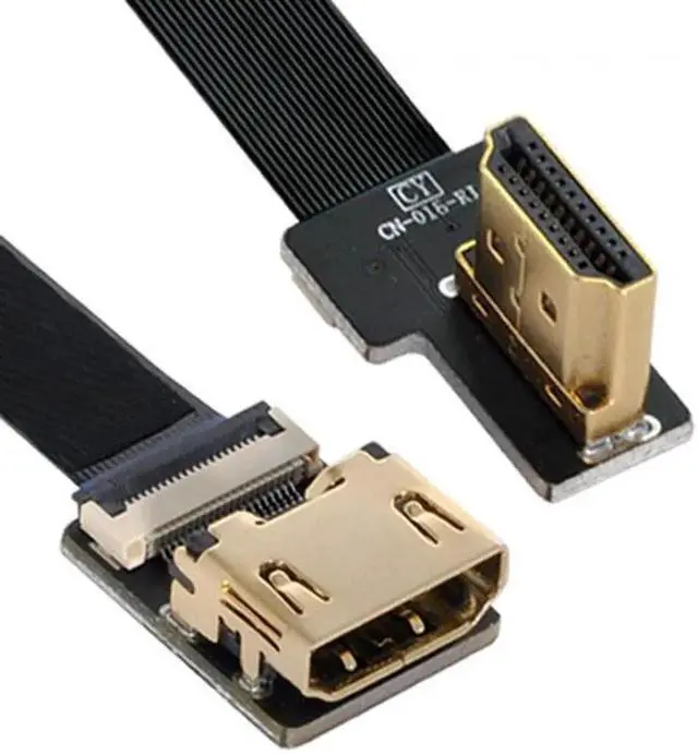 Alt view image 3 of 7 - JAENFONG Right Angled 90 Degree HDMI Male to Female FPC Flat Cable for HDTV Multicopter Aerial Photography