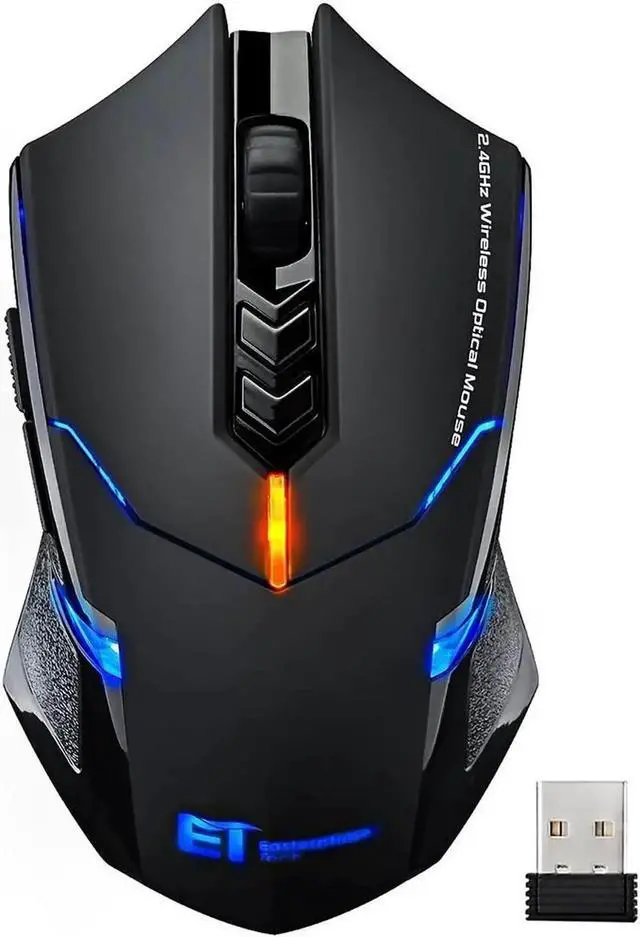 Main image of JAENFONG Wireless Mouse [7 Silent Click Buttons] 2.4G Professional Cordless Gaming & Office Optical Mice with 5 Adjustable DPI for Laptop PC Computer Windows Mac etc. Super Energy Saving Black