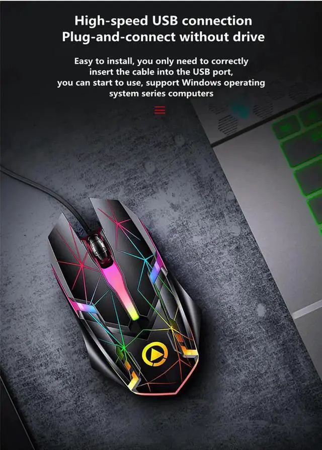 Alt view image 6 of 7 - JAENFONG Wired Gaming Mouse, USB Optical Mouse with 3 Buttons, 1200DPI Wired Ergonomic USB Computer Mouse, Desktop Laptop PC Gaming Mouse (Black)