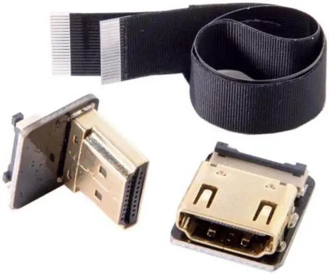 Alt view image 4 of 7 - JAENFONGDown Angled 90 Degree HDMI Male to Female FPC Flat Cable for HDTV Multicopter Aerial Photography
