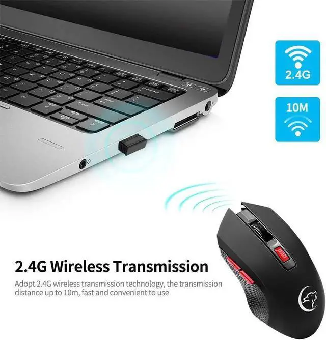 Alt view image 6 of 7 - JAENFONG YWYT G817 Wireless Mouse 2.4G Wireless Gaming Mouse 2400DPI 6 Buttons Optical Ergonomic Mouse with USB Receiver for PC Laptop