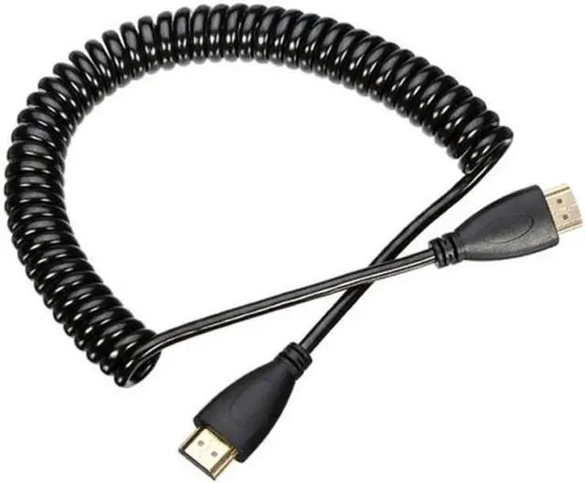 Alt view image 3 of 5 - JAENFONG Black HDMI Male to HDMI Male Stretch Spring Cable for HDTV DVB DVD PC 1080p 4ft