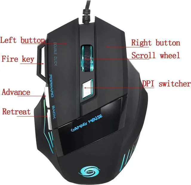 Alt view image 4 of 7 - JAENFONG Fantastic Alternating Light High Accuracy USB 2.0 7-Button Wired Game Mouse 5500 DPI High Accuracy Gaming Mouse
