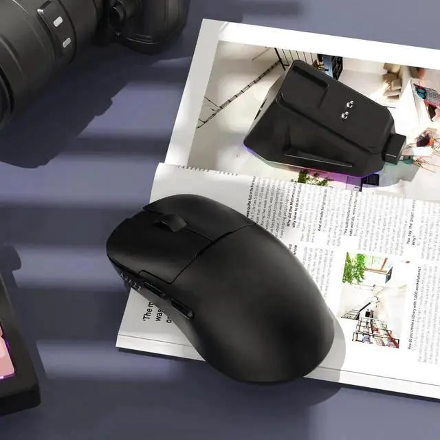 Alt view image 2 of 7 - JAENFONG Gaming Mouse, AJ159P MC Wireless Gaming Mice with RGB Charging Dock, 56 g Lightweight Programmable Tri-Mode Wireless Gaming Mouse with RGB Backlit, Great for PC, Mac