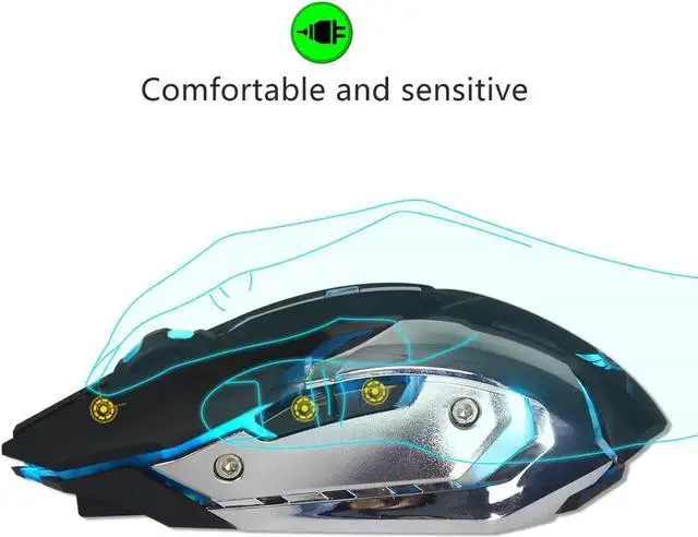 Alt view image 4 of 7 - JAENFONG Wireless Gaming Mouse, 2.4GHZ Rechargeable Wireless Computer Game Mice Built in with 600mAh Battery