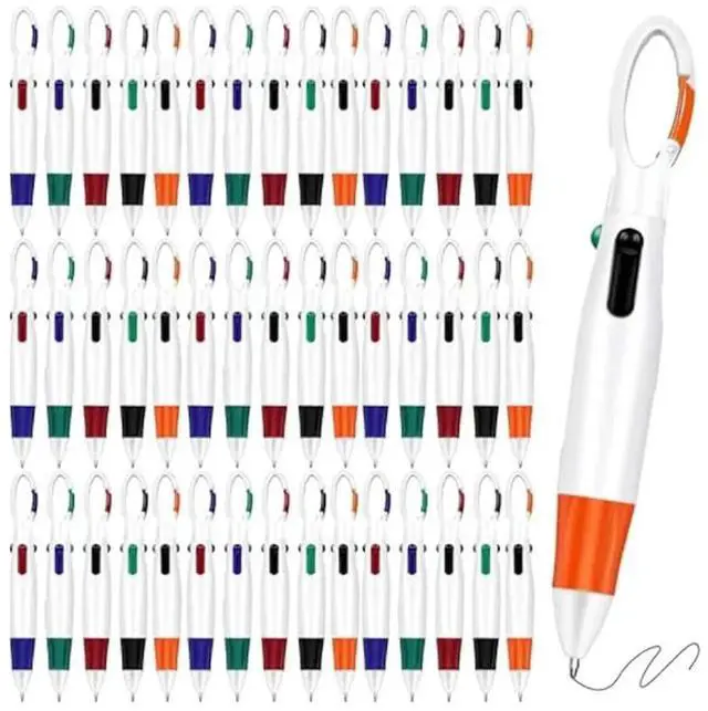 Alt view image 2 of 7 - 100 Pcs Pens,4 In 1 Multicolored Ink Ballpoint Pens With Keychain Nurse Pens For Office School Supplies