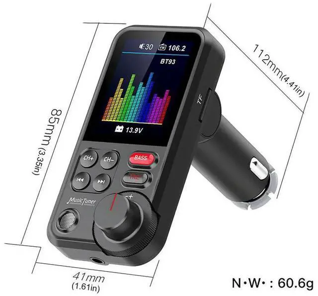 Alt view image 2 of 4 - 1.8 Inch Music Player QC3.0 Charging Bluetooth-Compatible Handsfree Car Radio Quick Charge Adapter Car Wireless USB Fast Charger