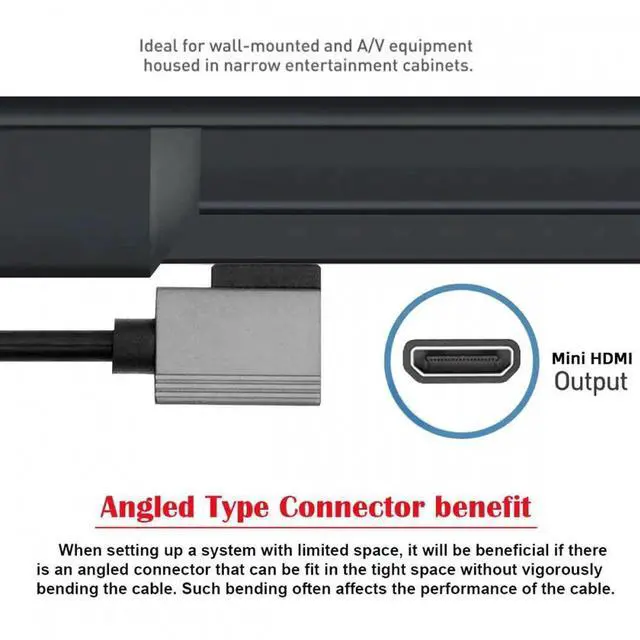 Alt view image 6 of 7 - JAENFONG 90 Degree Left Angled Mini HDMI 2.1 Male to HDMI Male 8K 60hz Stretch Coiled Cable 100cm for HDTV Computer Laptop Monitor